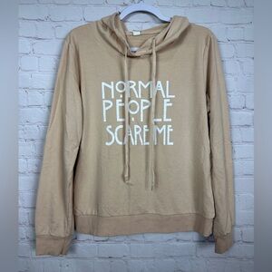 Normal People Scare Me long sleeve hooded‎ shirt, sz M